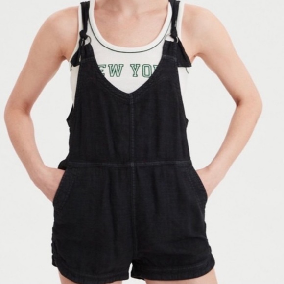 American Eagle Outfitters Pants - American Eagle black overalls romper
